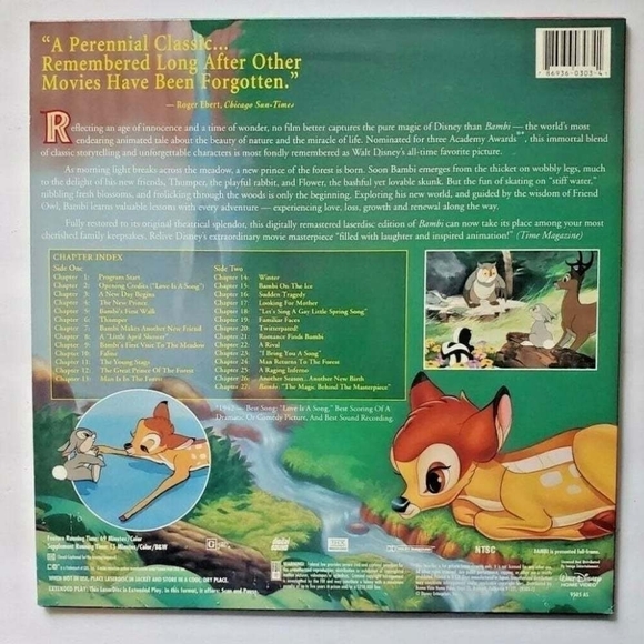 Walt Disney's BAMBI LaserDisc Limited Edition Music Record Laser Disc - Picture 2 of 2